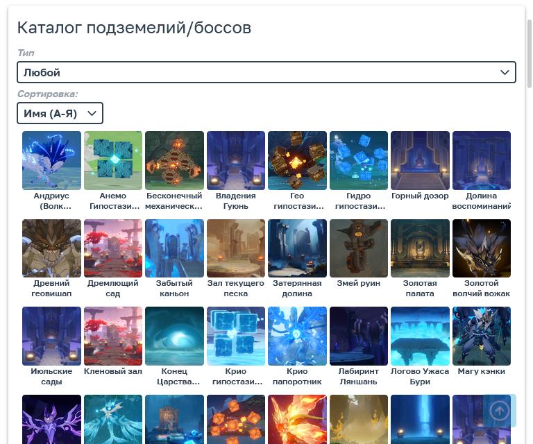 Обновление каталога подземелий